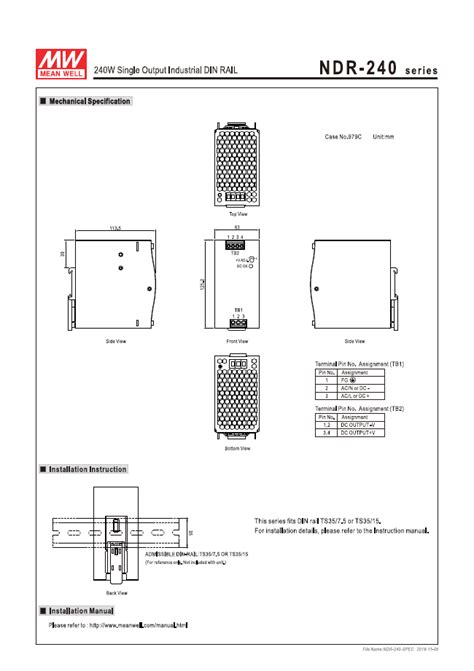 Smps Meanwell Ndr 240 24 24v Switching Power Supply Din Rail 240w Buy