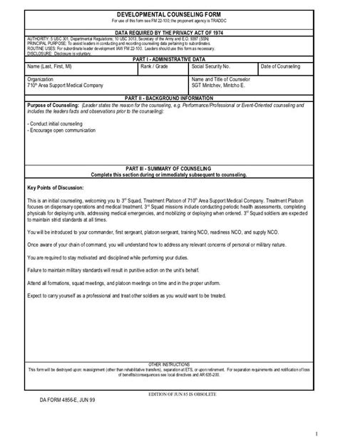 Initial Counseling Template Subordinate