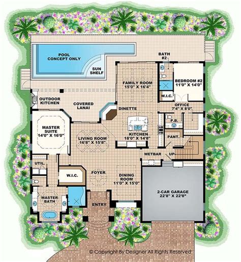 Mediterranean Style House Plan 4 Beds 35 Baths 3276 Sqft Plan 1017