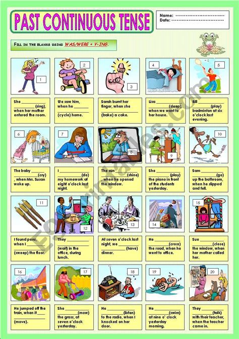 Past Continuous Tense Esl Worksheet By Ayrin