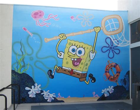 Cartoon Snap Giant Spongebob Wall Painting