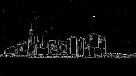 New York Outline Time Lapse Animation On White Sketched