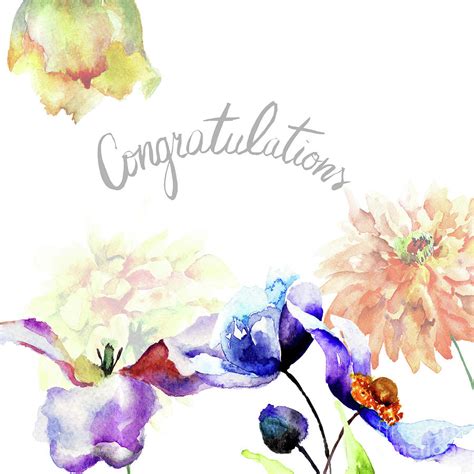 Original Floral Background With Flowers And Title Congratulation