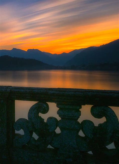 Sunset Over Lake Como Italy By Roberto Roberti