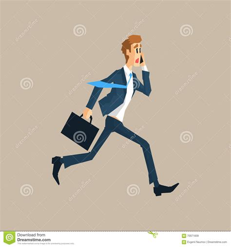 Office Worker Running Late Stock Vector Illustration Of Hurry 70071839