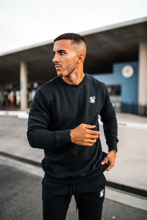 Siksilk Crew Sweat Black Mens Hairstyles Thick Hair Thick Hair
