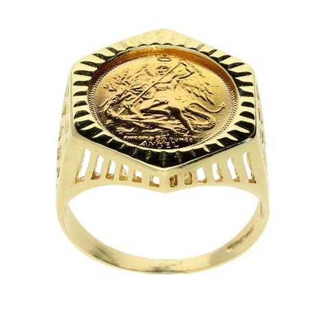 120 Ounce Isle Of Man Angel Gold Coin Ring Miltons Diamonds