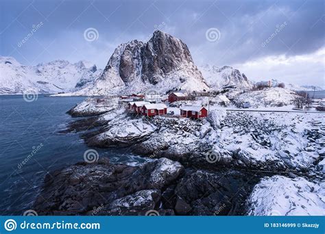 Hamnoy Fishing Village In A Morning Sunrise In Winter