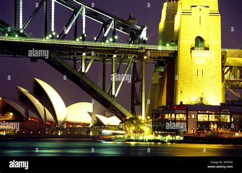 A Close Up Crop Of Sydney Harbour Bridge And Sydney Opera House Shells