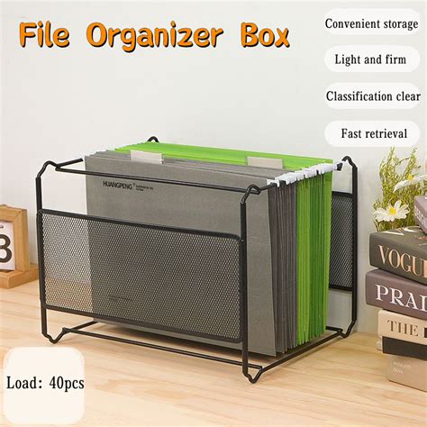 Mesh Metal File Organizer Box Hanging File Folder Box Desk Storage