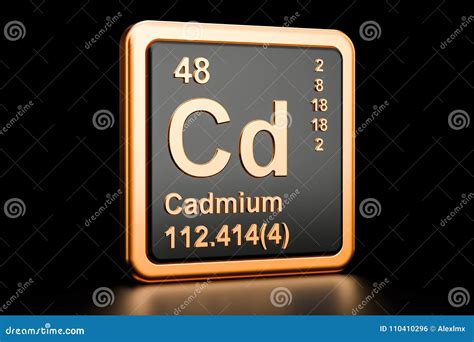 Cadmium As Element 48 Of The Periodic Table 3d Illustration On Blue