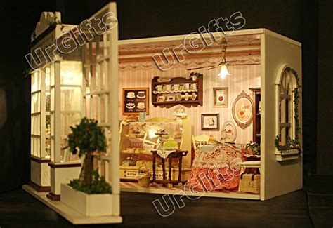 Dollhouse Miniature Diy Kit W Light Cake Store Bakery Bread Shop Sweet