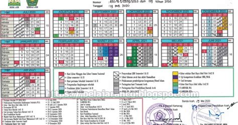 Kalender Pendidikan Tahun Ajaran 20202021 Provinsi Aceh Kurikulum