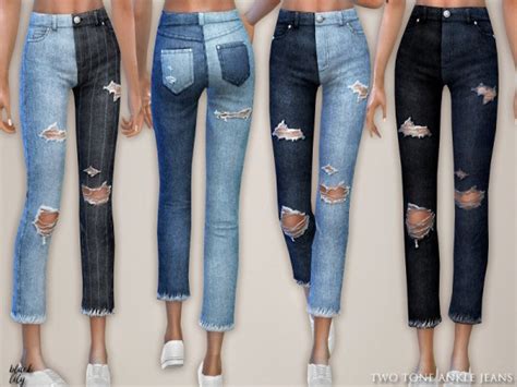 The Sims Resource Two Tone Ankle Jeans By Black Lily • Sims 4 Downloads