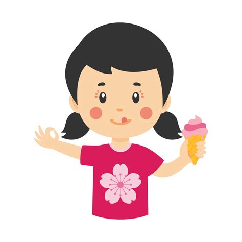 Happy Girl Eating Ice Cream 2270196 Vector Art At Vecteezy