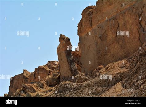 Lots Wife Pillar Rock Formation Mount Sodom Near The Dead Sea Stock