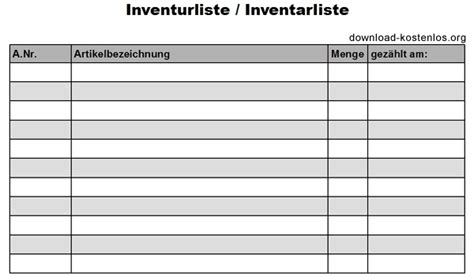Tabelle drucken tabelle als pdf. Download: Inventurliste PDF kostenlos zum ausdrucken