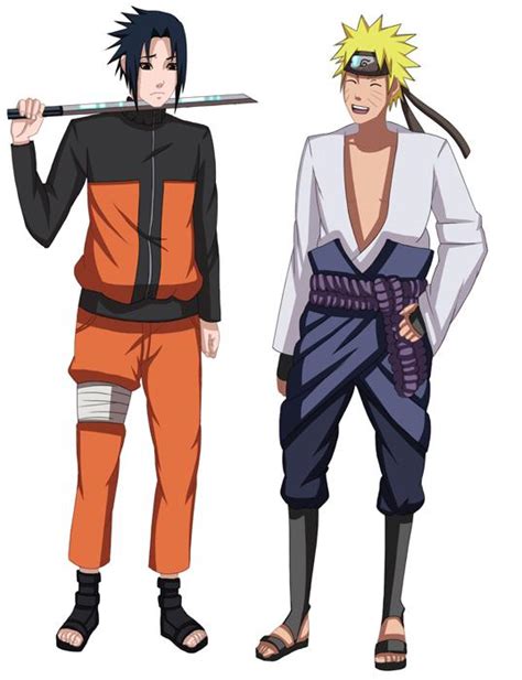 Naruto And Sasuke Switch Outfits Creds Chloeeh On Devianart Rnaruto