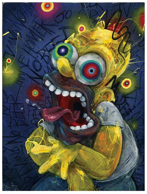 Trippy Homer Simpson Art The Simpsons Giclee Canvas Etsy Black Ink