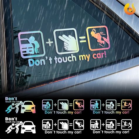 Automotive Creative Cartoon Stickers Don T Touch My Car Reflective Sticker Without Leaving Any