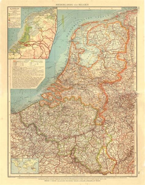large map of the netherlands and belgium 1922 antique
