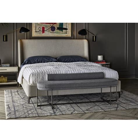 Tucker Modern Classic Grey Upholstered Wing Back Wood Bed King