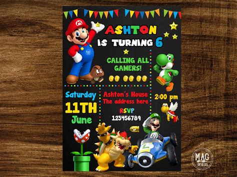 Invitación Mario Bros Invitación de cumpleaños de Mario Etsy México
