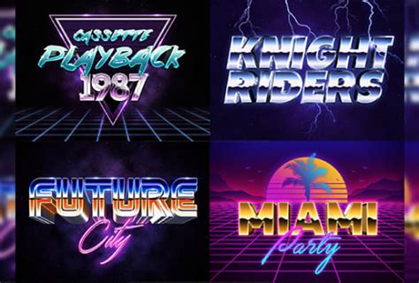Make 80s Retro Vintage Logo Chrome And Neon Styles By