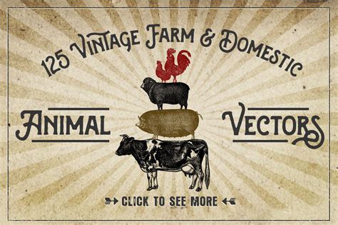 Vintage Farm Animal Vector Graphics Avalon Rose Design