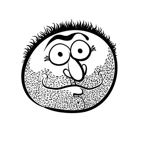 premium vector funny cartoon face with stubble black and white lines vector illustration
