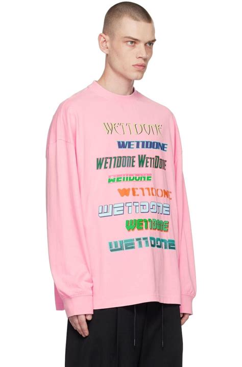 We11done Printed Long Sleeve T Shirt Pink Garmentory