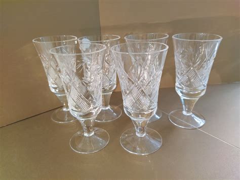 Vintage Cut Crystal Glasses Set Of 6 Crystal Shot Glasses Etsy
