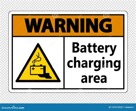 Symbol Warning Battery Charging Area Sign On Transparent Background