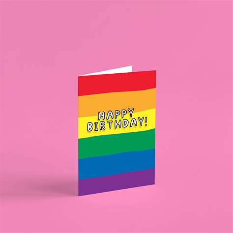 rainbow happy birthday card lgbt cards for girlfriend etsy
