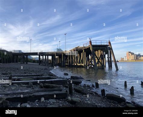 Thames Foreshore With Derelict Pier Stock Photo Alamy