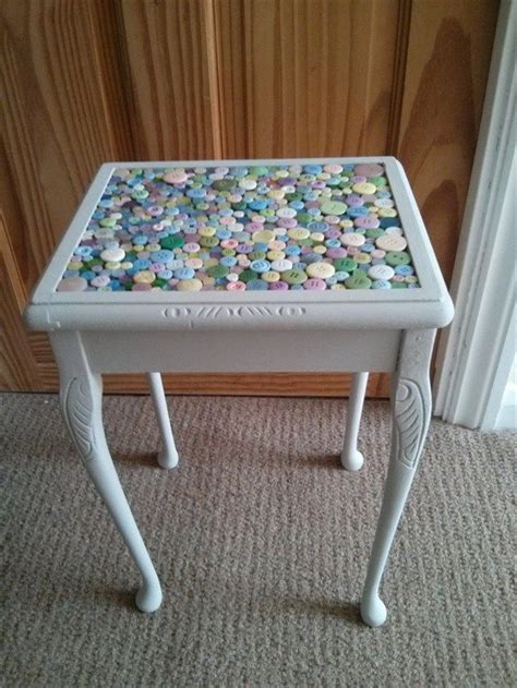 Inexpensive diy table top plan. button table | docrafts.com Would like this on my sewing ...