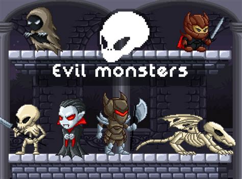 Evil Monster Sprites Pixel Art By 2d Game Assets On Dribbble