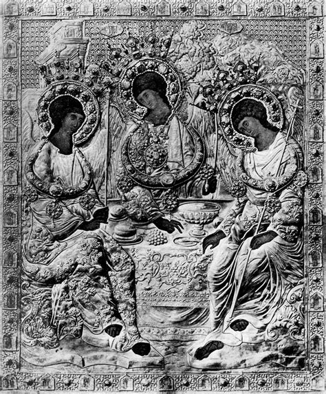 The icon of the trinity by andrei rublev. File:Rublev trinity riza.jpg - Wikimedia Commons
