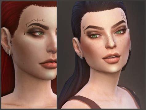 The Sims Resource Grl Pwr Face Tattoos By Sugar Owl • Sims 4 Downloads
