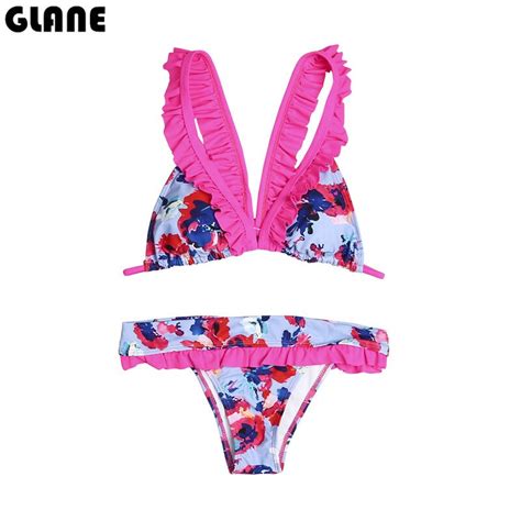 2018 Summer Women Bikinis Set Sexy Print Swimwear Strappy Brazilian Bikini Beach Bandeau