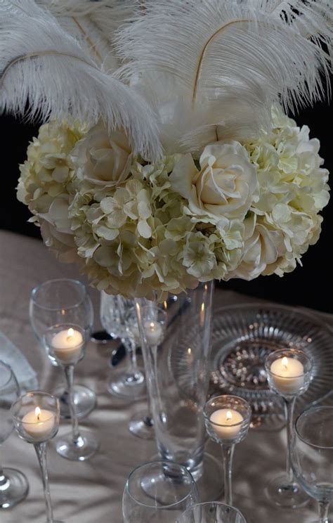 Roaring 20s Great Gatsby Inspired Feather Wedding Centerpiece Roaring