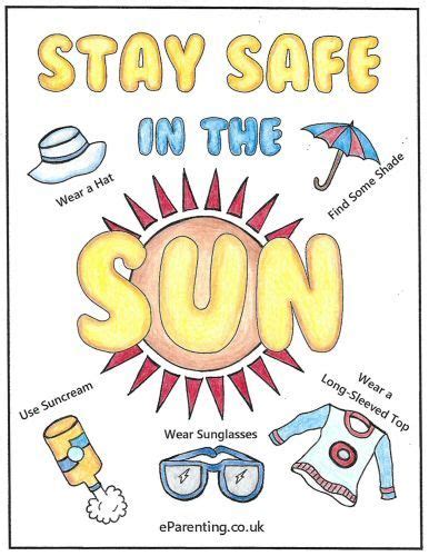 Sun Safety Colouring Picture Stay Safe In The Sun Free Printable In