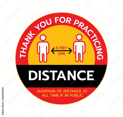 Thank You For Practicing Social Distancing Sign Stock Vector Adobe Stock