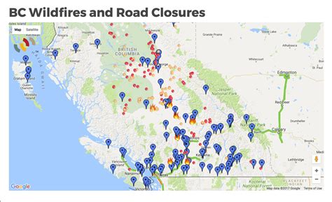 Echosecs Bc Wildfire And Road Closure Map Alacrity Canada