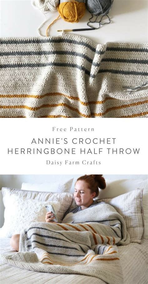 Free Pattern Annie S Crochet Herringbone Half Throw Crochet Crochet