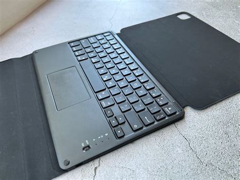 Goojodoq Wireless Folio Bluetooth Keyboard Case W Trackpad Black