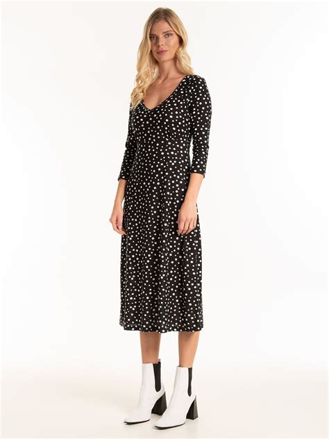 Polka Dot Print Midi Dress Gate