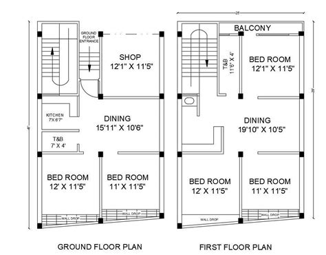 25x41 House Plan With Shop Cad Drawing Dwg File Cadbull