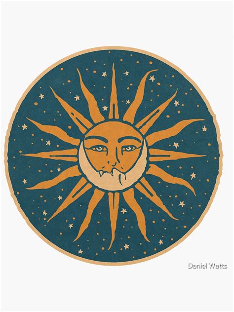 Sun And Moon Vintage Sticker For Sale By Danjohndesign Redbubble