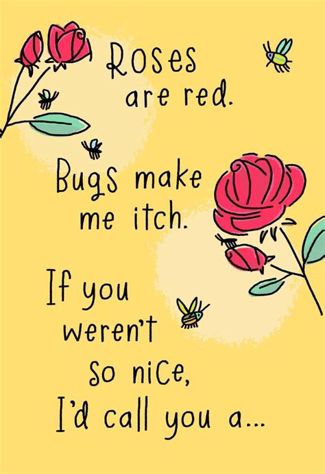 Bugs Make Me Itch Poem Funny Birthday Card In 2020 Friend Birthday